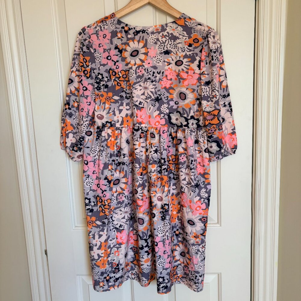 Made With Love NWT Floral Midi Dress Taupe Pink Orange Boho Summer Wedding - Picture 2 of 5